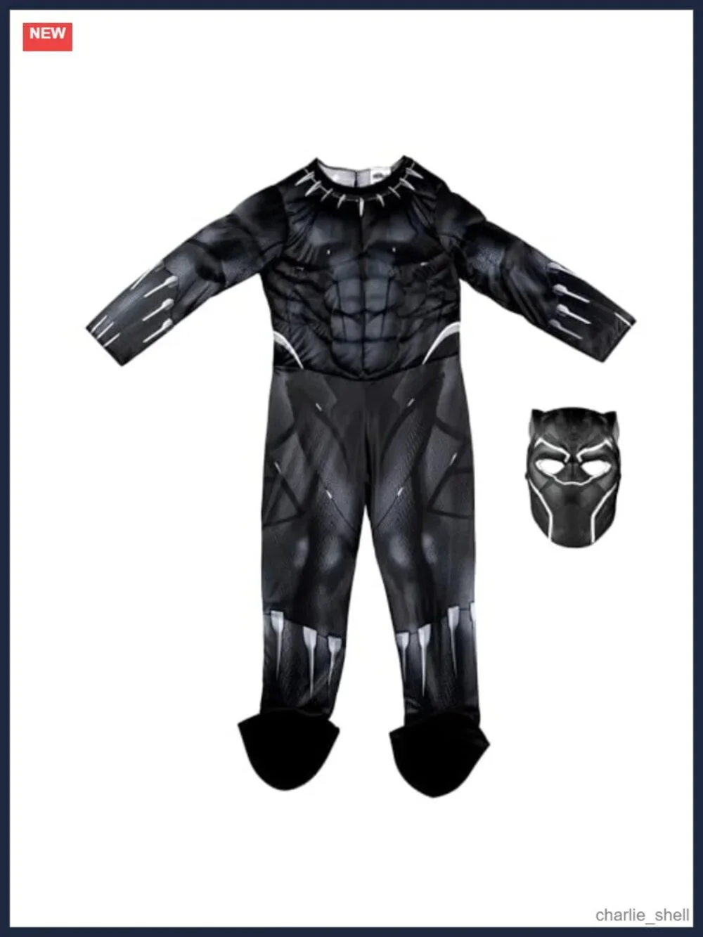 Marvel Black Panther Deluxe Kids Superhero Halloween Costume Jumpsuit Mask